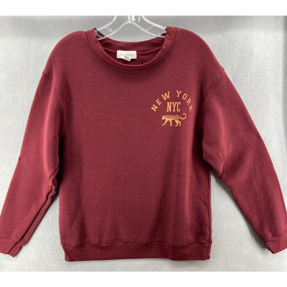 Treasure‎ & Bond Sweatshirt Womens Sz 1X NYC Maroon Graphic Long Sleeve